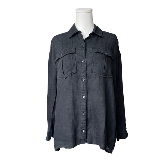 James Perse Tops - James Perse Womens 100% Linen Button Down Shirt Sz 1 Small Minimalist Lagenlook